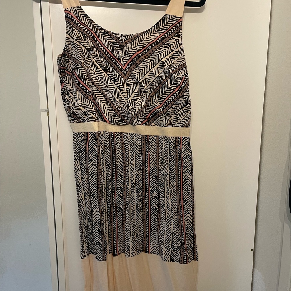 LOFT Black and White High Low Dress
